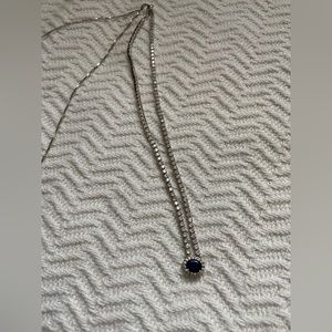 Sapphire & Cluster Diamond Necklace